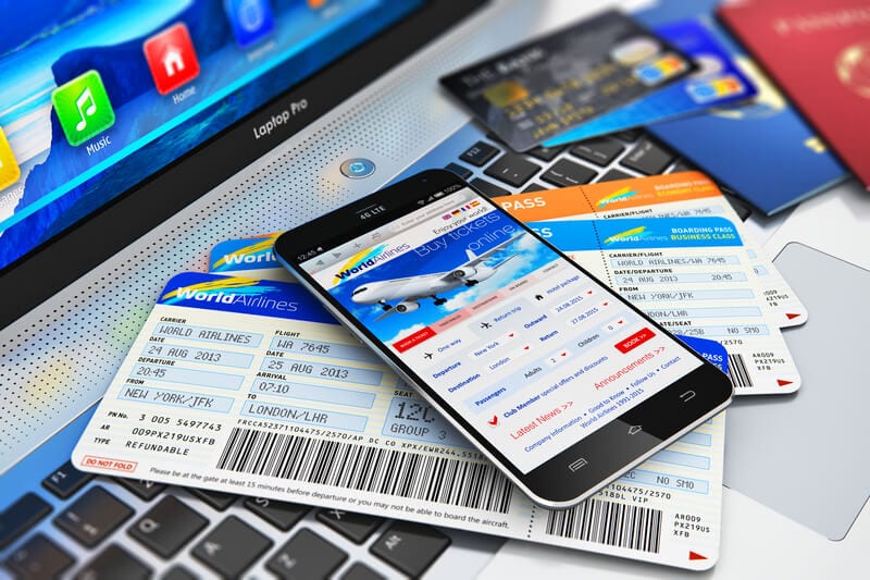 travel documents on computer