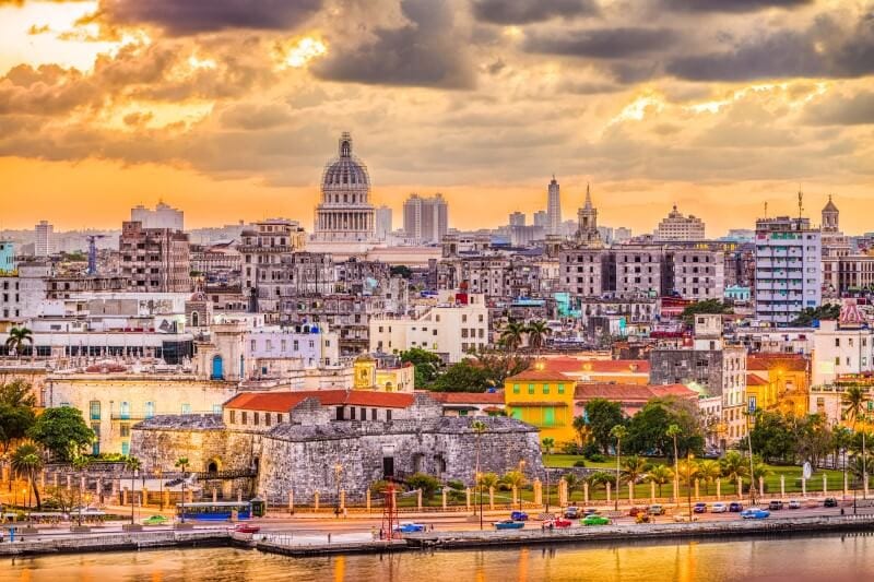 view of a havana at sunset